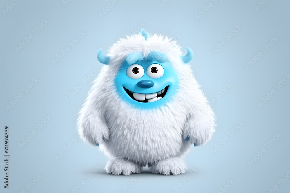Obraz premium 3d rendering cute monster Yeti cartoon