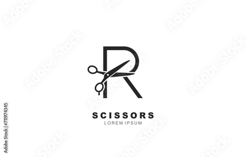 R Letter Scissors logo template for symbol of business identity