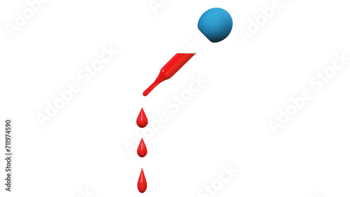 3D rendering of drop of blood with droper, Blood test, Medical and Biological concept