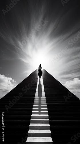 silhouette of a person standing on the stairs
