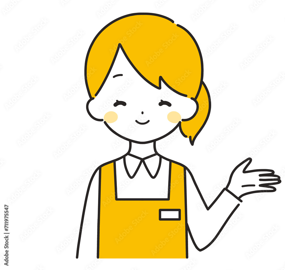 オレンジ色|案内する女性店員|左手 オレンジ色|案内する女性店員|左手