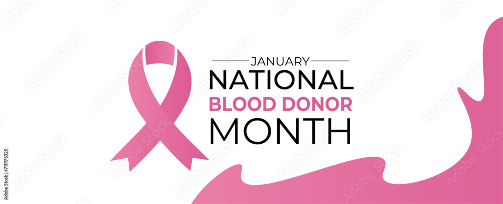 January is National Blood Donor Month. Holiday concept. Template for background, cover, flyer, backdrop, greeting card, banner, card, poster with text inscription. Vector EPS10 illustration.