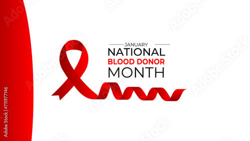 National Blood Donor month (NBDM) is observed every year in January, to celebrate the lifesaving impact of blood and platelet donors. banner, cover, flyer, greeting card, poster. Vector illustration