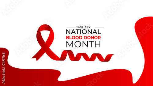 National Blood Donor month (NBDM) is observed every year in January, to celebrate the lifesaving impact of blood and platelet donors. banner, cover, flyer, greeting card, poster. Vector illustration