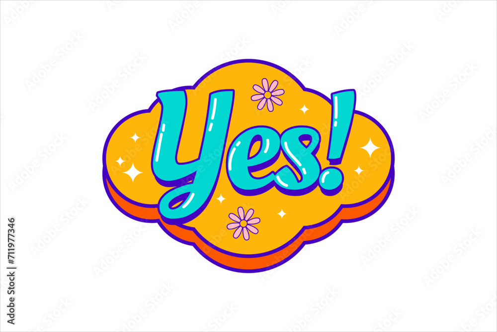 Yes Geometric Shapes y2k Sticker Design Yes Geometric Shapes y2k Sticker Design