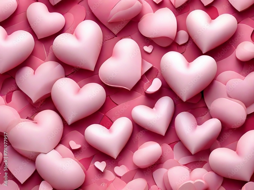 pink valentine's day background, 3d design with heart symbol. design for greeting cards, posters, social media. ai generative design