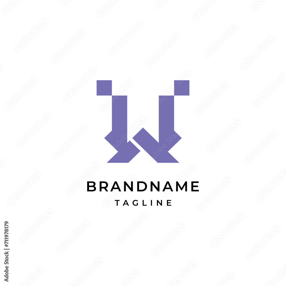 Unique modern geometric creative elegant letter W logo template