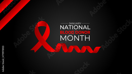 National blood donor month concept poster design. Blood Donor month observed each year during January. suit for banner, cover, card, website, flyer, brochure, social media post, vector illustration