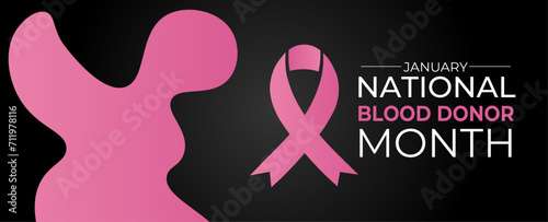 National blood donor month concept poster design. Blood Donor month observed each year during January. suit for banner, cover, card, website, flyer, brochure, social media post, vector illustration