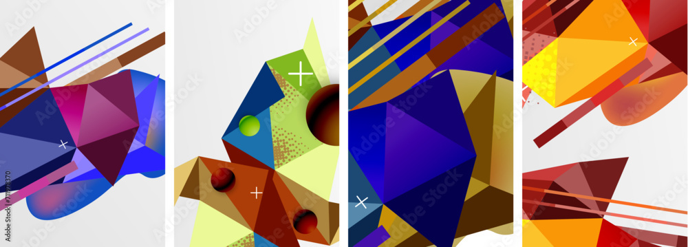 Geometric elements in abstract poster composition set. Vector illustration For Wallpaper, Banner, Background, Card, Book Illustration, landing page Geometric elements in abstract poster composition set. Vector illustration For Wallpaper, Banner, Background, Card, Book Illustration, landing page