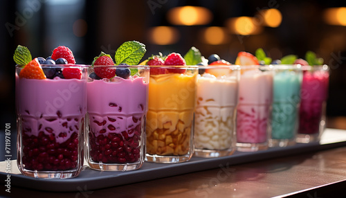 Freshness of fruit cocktail, a sweet, healthy, gourmet summer refreshment generated by AI