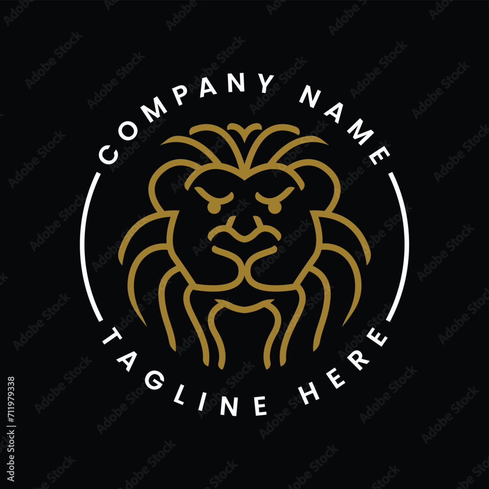 Bold, serious, simple (like a tribe symbol) lineart lion logo for marketing company. The general circle form of the lion is incorporated to dart board which is a reference to 