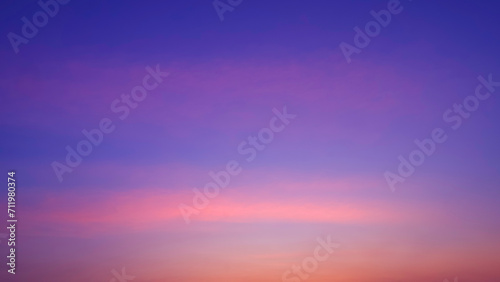 Evening Sky Background with Colorful Pink Sunset Cloud on Blue Romantic Twilight sky