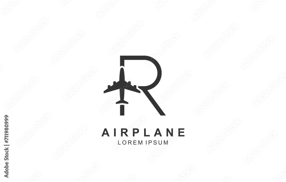 R Letter Plane Travel logo template for symbol of business identity R Letter Plane Travel logo template for symbol of business identity