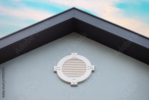 Exterior molding feature medallion simple facade attic vent roof decoration