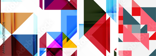 Set of colorful triangle poster cover template backgrounds. Vector illustration For Wallpaper, Banner, Background, Card, Book Illustration, landing page