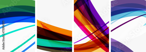 Colorful wave lines poster set for wallpaper, business card, cover, poster, banner, brochure, header, website