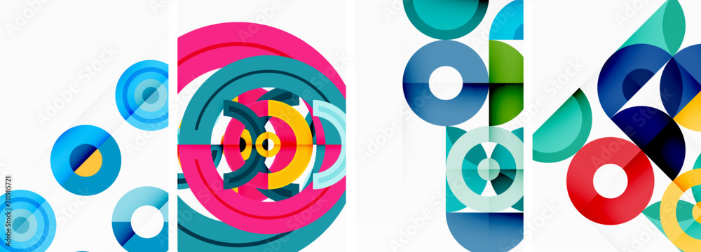 Circles and rings geometric backgrounds. Posters for wallpaper, business card, cover, poster, banner, brochure, header, website Circles and rings geometric backgrounds. Posters for wallpaper, business card, cover, poster, banner, brochure, header, website