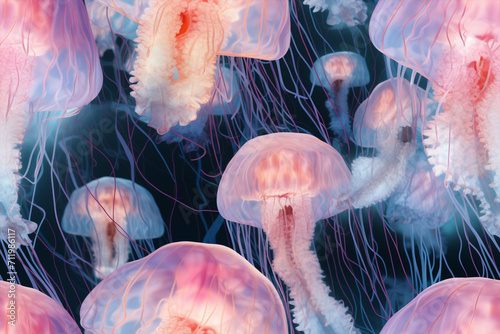 jellyfish medusa in ocean deep background wall texture pattern seamless wallpaper
