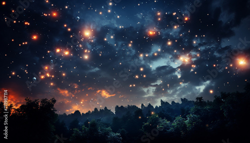 Glowing star field illuminates dark galaxy in vibrant summer night generated by AI