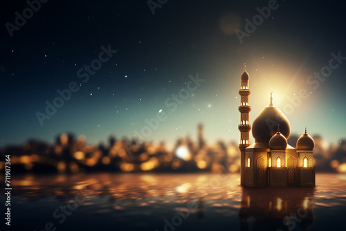 Ramadan Kareem background. Lanterns on dark background