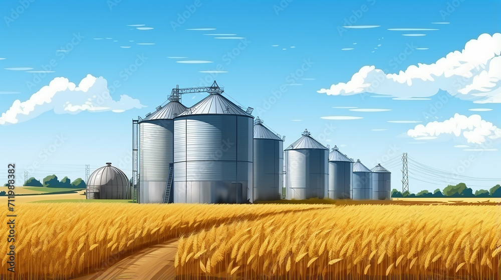 agriculture background . modern silos for storing grain