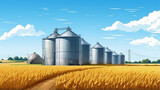 agriculture background . modern silos for storing grain
