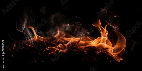 Beautiful stylish fire flames, black background