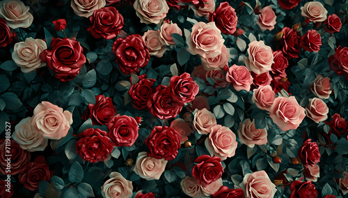 many red and pink roses
