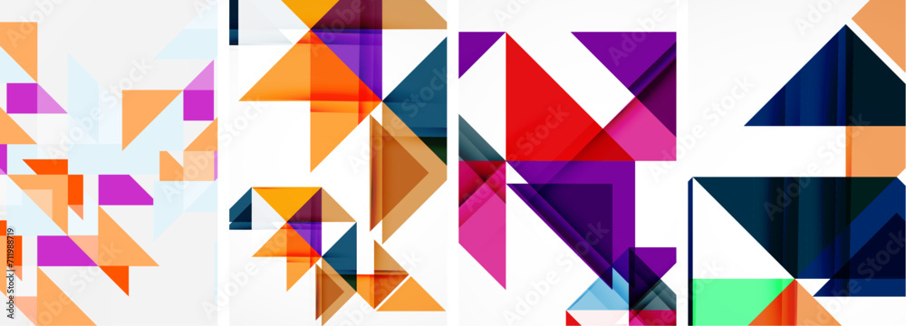 Set of colorful triangle poster cover template backgrounds. Vector illustration For Wallpaper, Banner, Background, Card, Book Illustration, landing page Set of colorful triangle poster cover template backgrounds. Vector illustration For Wallpaper, Banner, Background, Card, Book Illustration, landing page