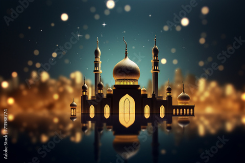 Ramadan Kareem background with golden lantern © Graphicsstudio 5