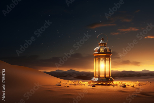 Ramadan Kareem background with golden lantern