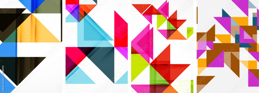 Set of abstract random triangle composition backgrounds. Vector illustration for for wallpaper, business card, cover, poster, banner, brochure, header, website Set of abstract random triangle composition backgrounds. Vector illustration for for wallpaper, business card, cover, poster, banner, brochure, header, website