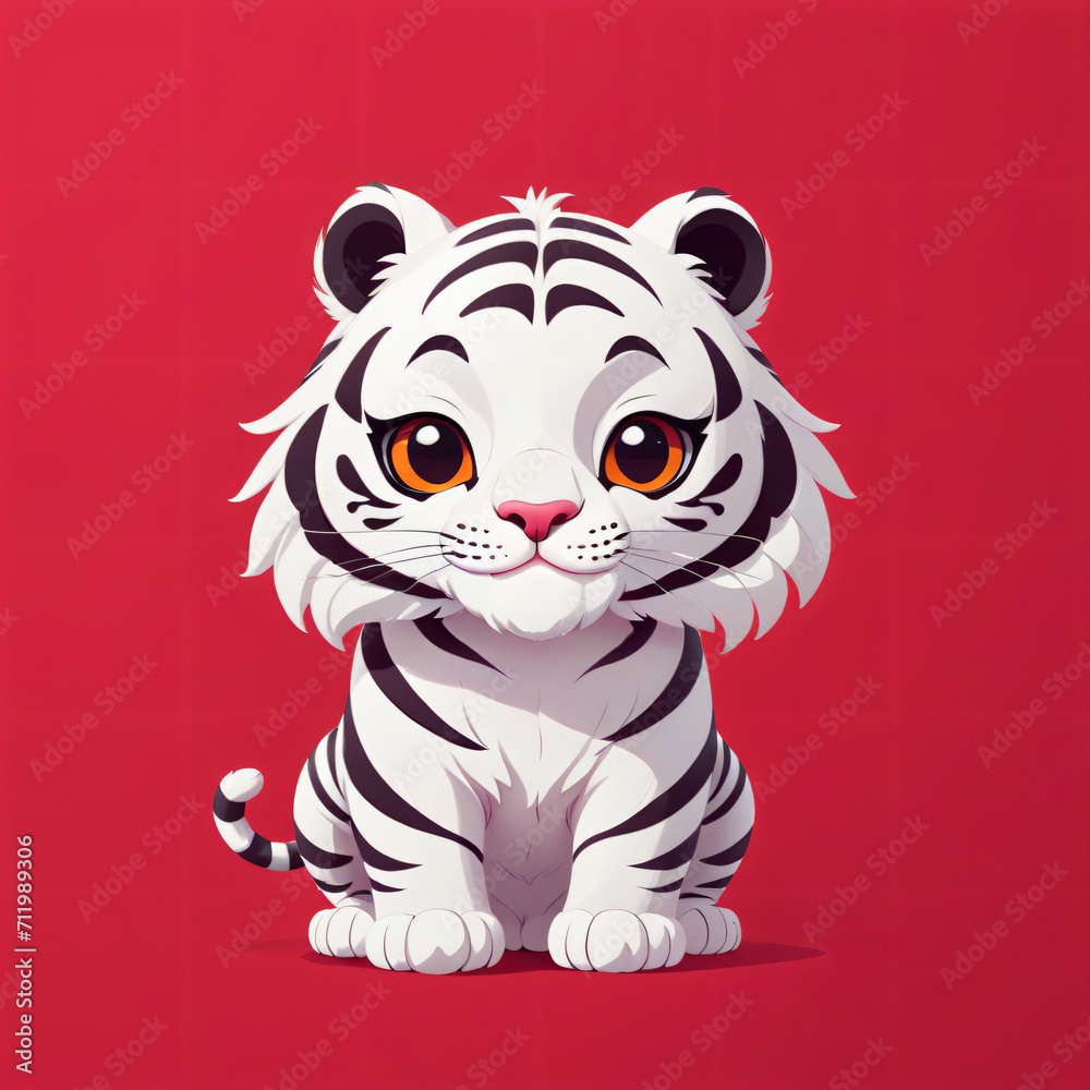 Fototapeta premium Cartoon baby white tiger #20