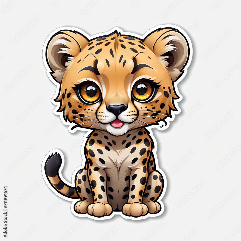 cartoon baby cheetah sticker cartoon baby cheetah sticker