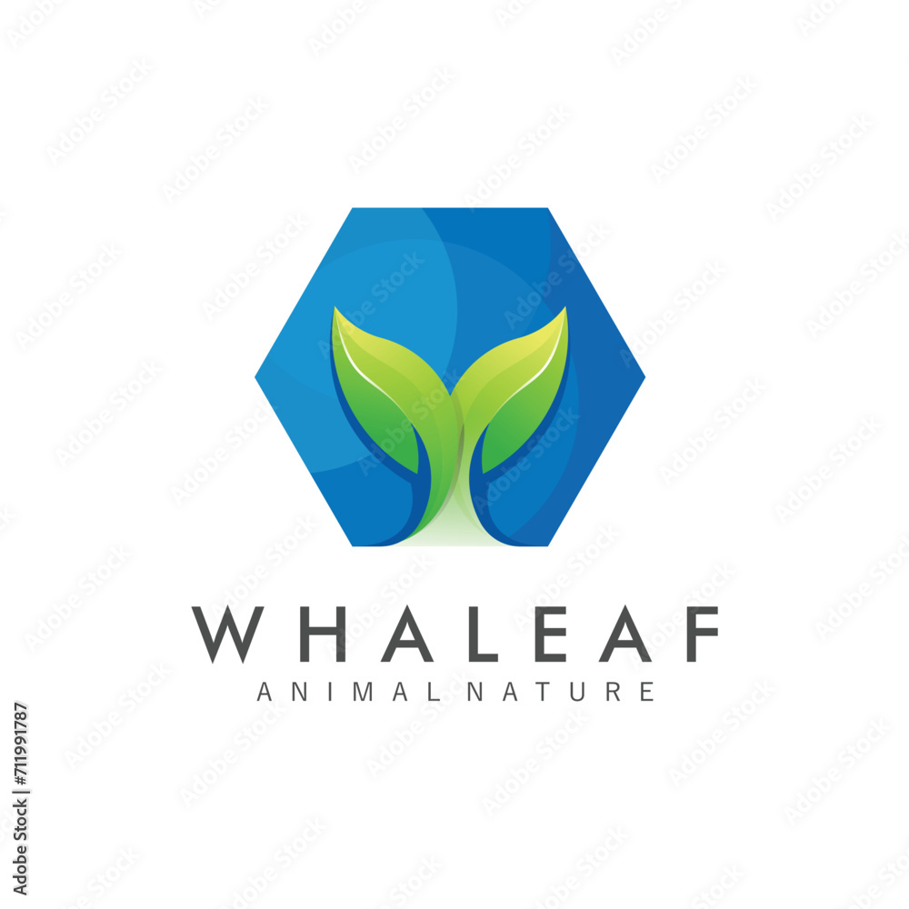 Whale And Leaf Logo Design
