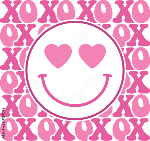 Xoxo Valentines Day Smiley Face Svg, xoxo smiley face SVG vector