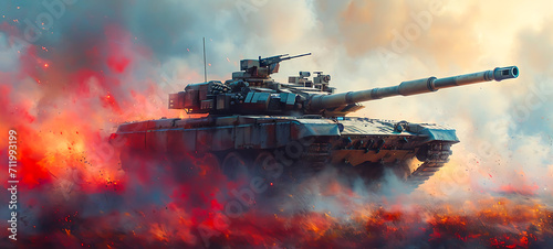 Dominating the Battlefield: Powerful Military Tank Unleashes Armored Fury in Modern Warfare, Generative Ai
