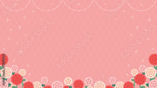 赤やピンクのバラの花の背景素材（横向き16:9）