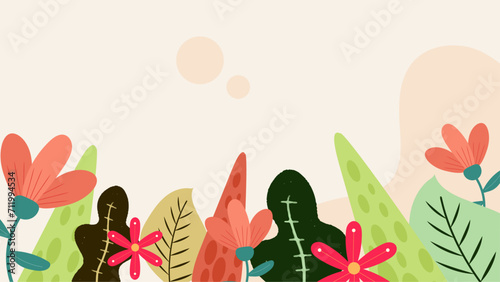 Wallpaper Mural Colorful colourful vector illustrated floral spring background. Vector summer background with vegetation, flower, and leaf for poster, banner, and presentation Torontodigital.ca
