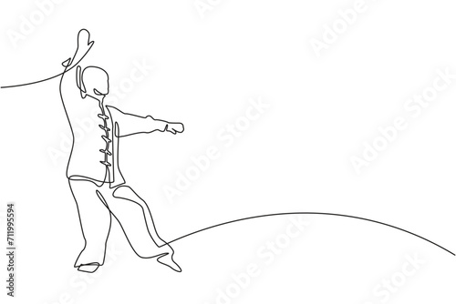continuous line Qi gong.one line drawing chinese sport relaxation qigong.single line art qigong.mind therapy in nature