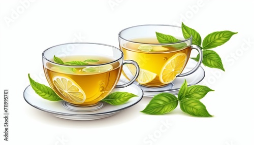 Lemon Tea Artwork on White Background