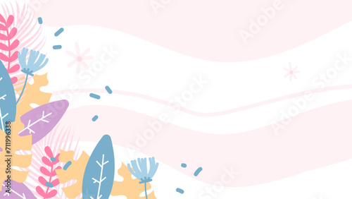 Colorful colourful vector illustrated floral spring background with flowers and leaves. Vector summer background with vegetation  flower  and leaf for poster  banner  and presentation