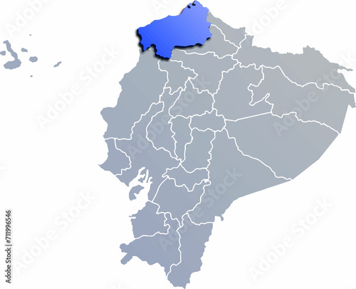 ESMERALDAS DEPARTMENT MAP PROVINCE OF ECUADOR 3D ISOMETRIC MAP