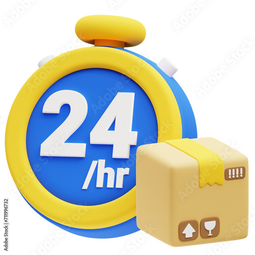 Same Day Fast Delivery3d icon illustration. Great for business, technology, company, websites, apps, education, marketing and promotion. Shipping Logistics 3d graphics. photo