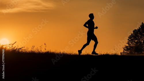 silhouette of runner