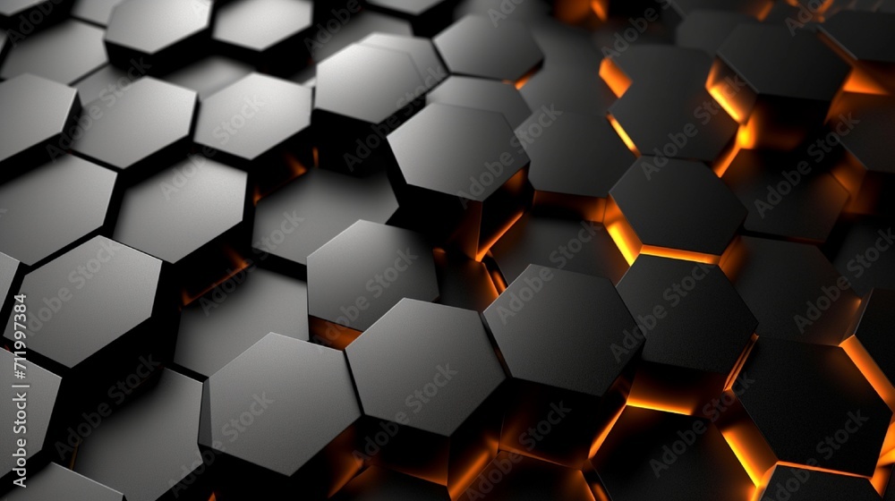 Abstract black technology hexagonal background. Abstract black technology hexagonal background.