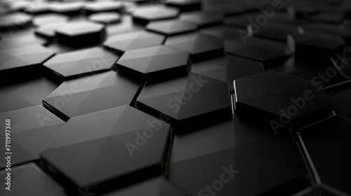 Abstract black technology hexagonal background.