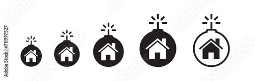 Bomb. House bomb icon series isolated on white background - illustration photo