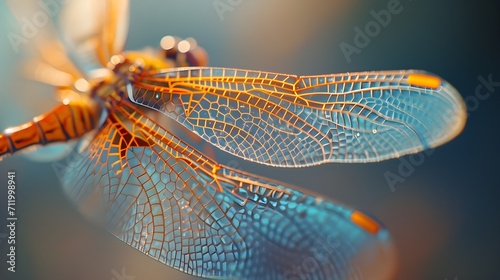 Capture the translucent beauty of a dragonfly's wings,  background image, generative AI